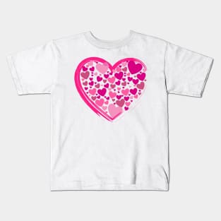 Cute Pink Hearts in a Big PinkHeart Kids T-Shirt